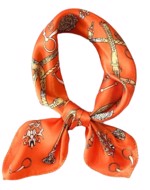 Satin tørklæde til håret eller hals, klassisk mønster - orange