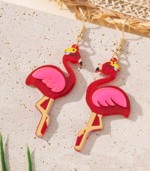 Øreringe - hængeøreringe flamingo, rød/pink🦩